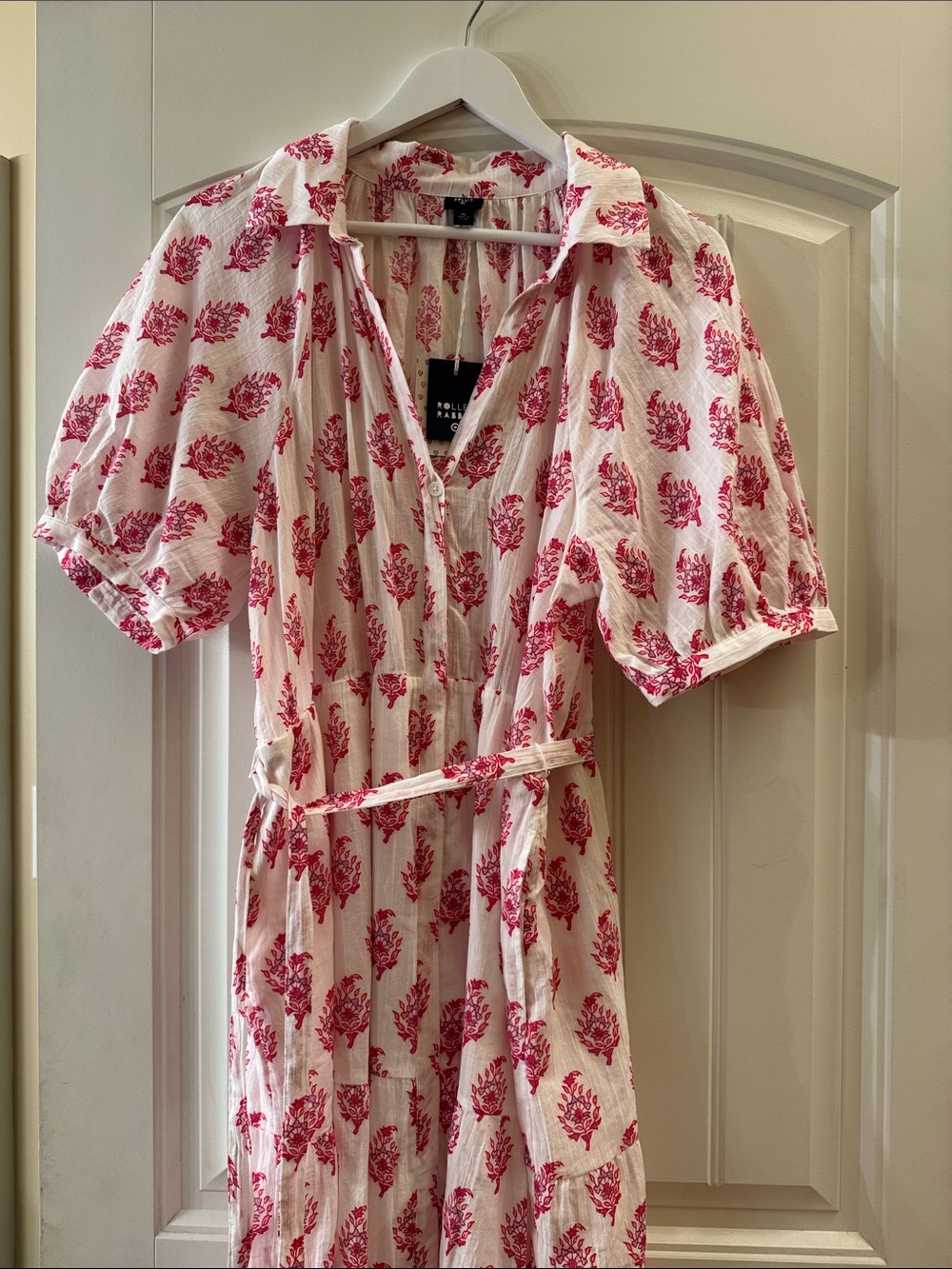 Roller Rabbit White Dress with Pink Floral Print XL